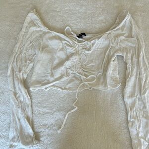 Linen long sleeve crop top